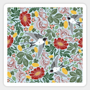 Floral Pattern of Flying Swifts Magnet